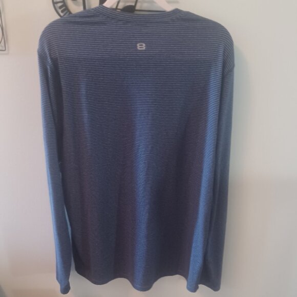 Layer 8 Performance Quick Dry Blue Striped Long Sleeve V Neck Mens Tunic XL - Picture 4 of 5